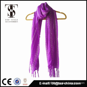 popular new design purple color Ladder yarn knitted scarf